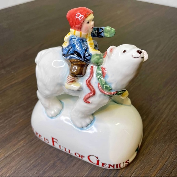 ME Ink Vintage 1995 Engelbreit Polar Bear Child Nature Genius Figurine Charpente - Picture 2 of 9